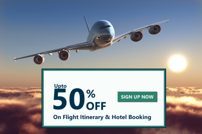 How to get up to 50% discount on the flight itinerary and the hotel booking visa services