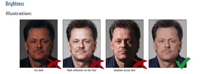 Photo Size for Schengen Visa Brightness