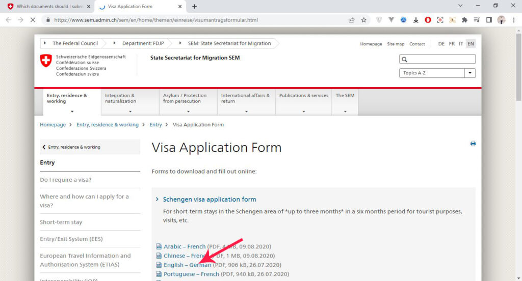 How to Apply Switzerland Visa from Canada step 5