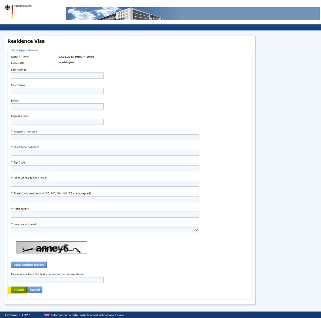 apply for German Visa from Washington DC screenshot 15