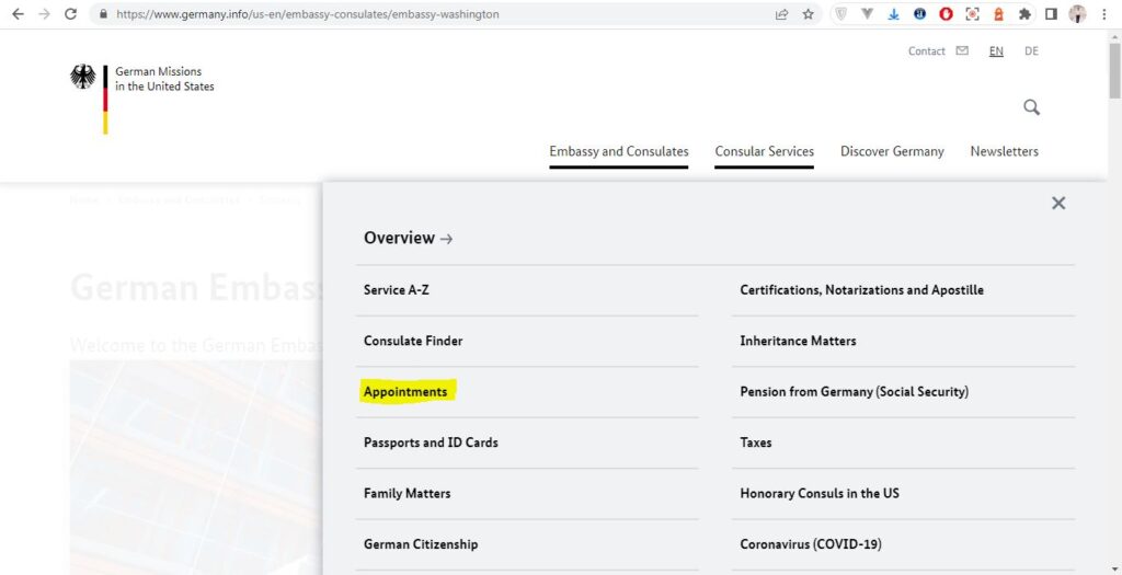 apply for German Visa from Washington DC screenshot 7