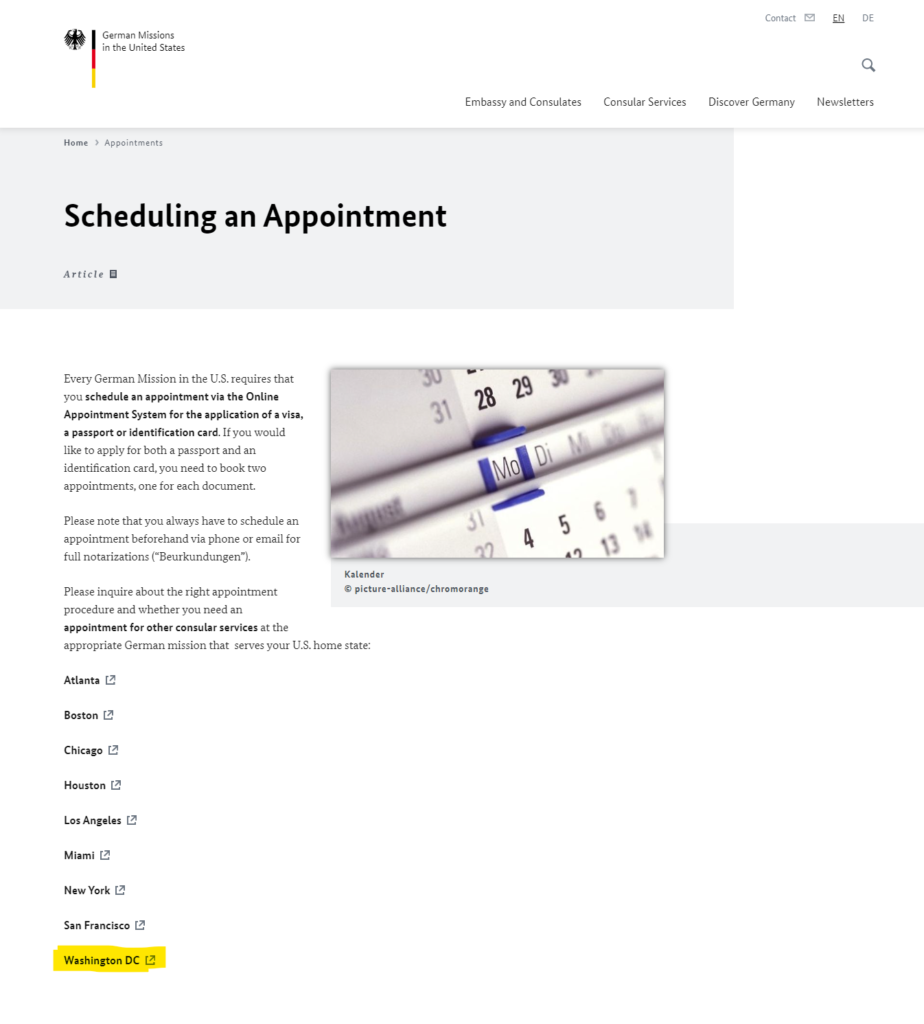apply for German Visa from Washington DC screenshot 8