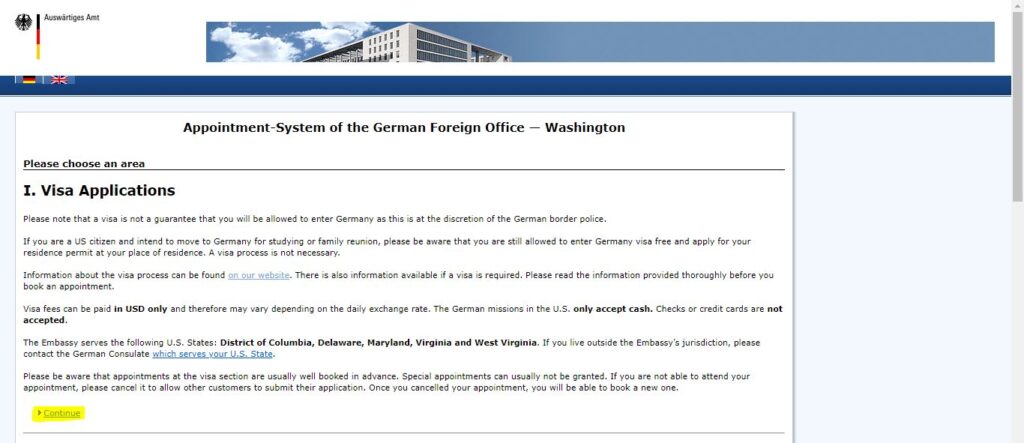 apply for German Visa from Washington DC screenshot 9