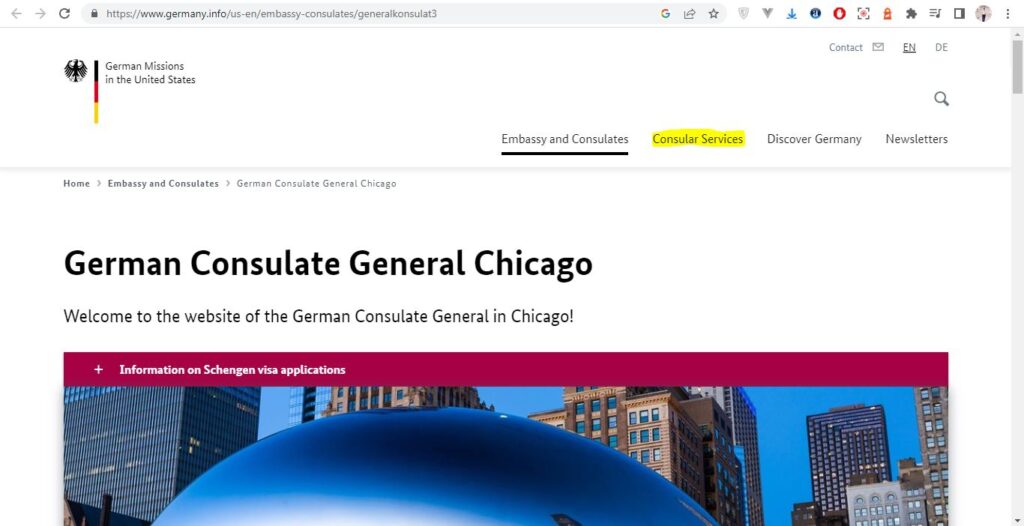 APPLY GERMANY VISA FROM CHICAGO Screenshot 1
