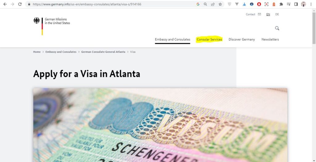 How to apply Germany Visa from Atlanta Screenshot 1