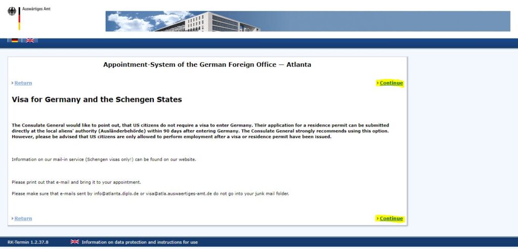 How to apply Germany Visa from Atlanta Screenshot 10