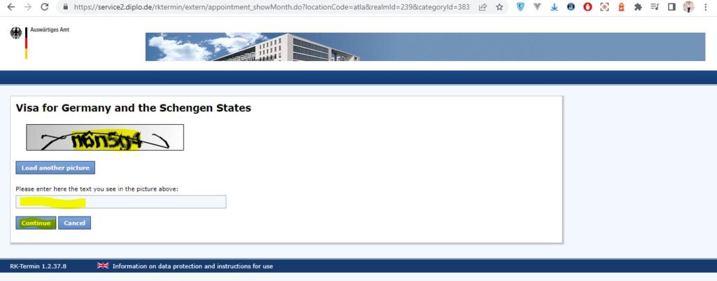 How to apply Germany Visa from Atlanta Screenshot 11