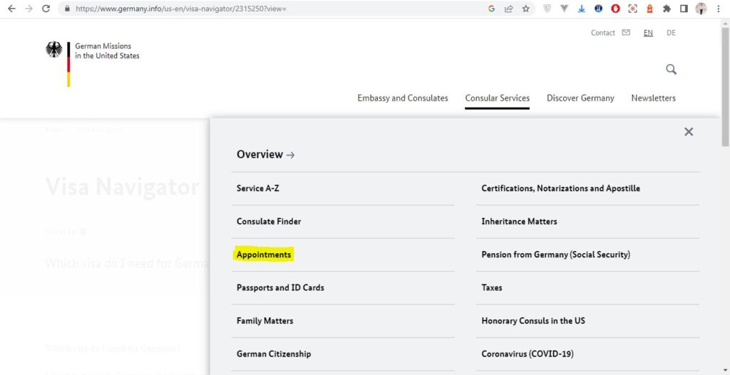 How to apply Germany Visa from Atlanta Screenshot 6