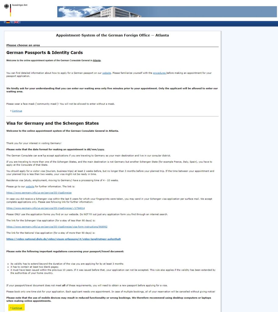 How to apply Germany Visa from Atlanta Screenshot 8