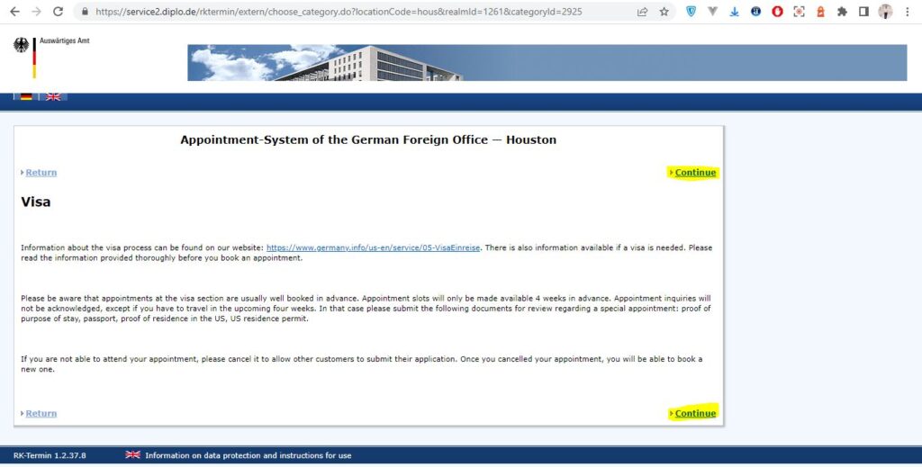 How to apply Germany Visa from Houston Screenshot 10