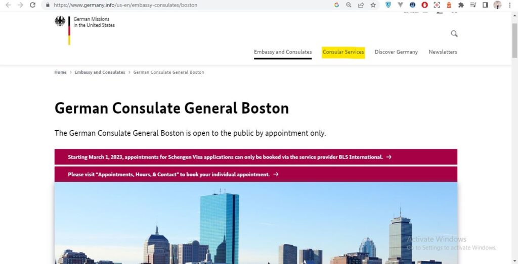 How to apply for Germany Visa from Boston Screenshot 1